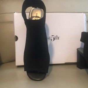 Black knit Stretchy open toe boot like sandals